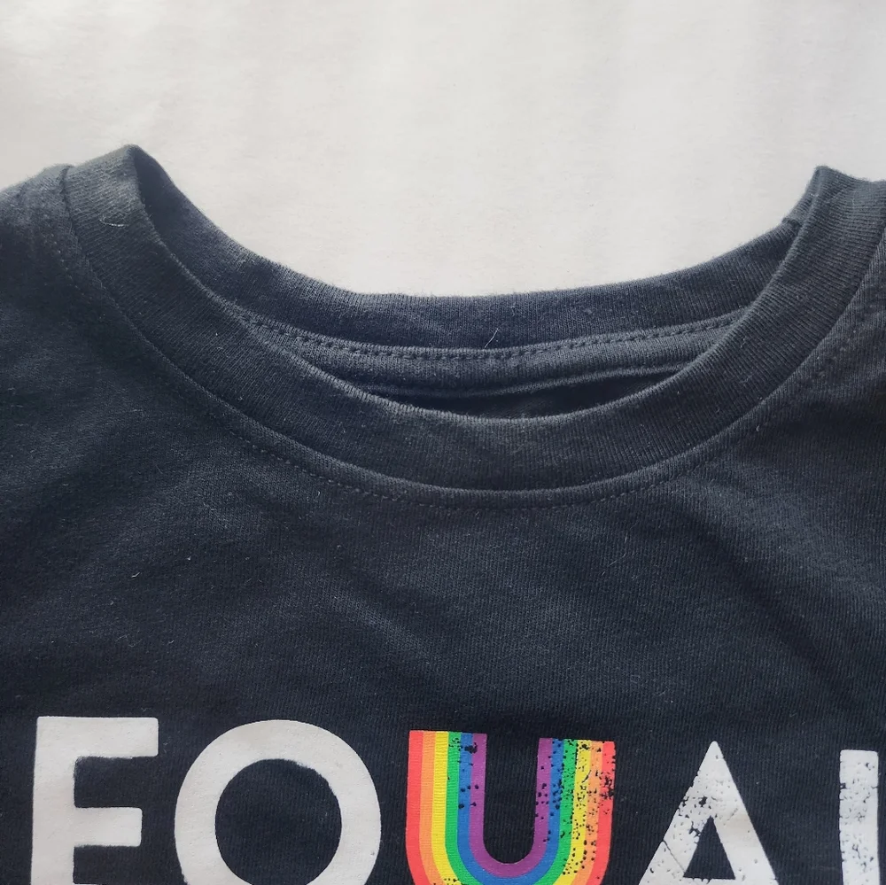 Pride Equality Kids' Black 2T Short Sleeve T-Shirt - Round Neck Unisex